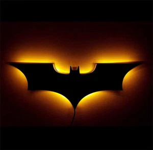 IN US! Batman Logo LED Night Light Wall Lamp Wireless Remote Control Lamp Prop - Picture 1 of 13