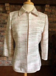 Alex Marie Women Blazer Sz 8 White/pink/gray 3/4 Sleeves - Picture 1 of 6