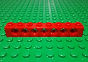 LEGO 3702 Mattoncino Tecnico 1x8 con 7 Fori Rosso - Foto 1 di 6