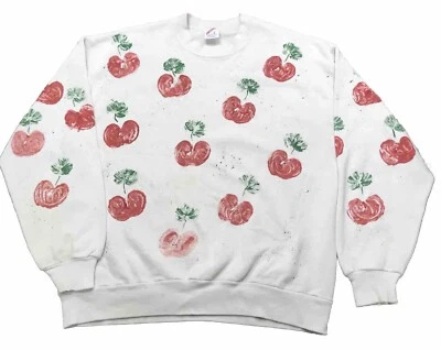 Pullover gráfico talla grande cuello redondo manzanas estampado jerzees vintage EE. UU. Foto 1 de 4