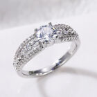 Women Charm 925 Silver Filled Wedidng Ring Cubic Zirconia Jewelry Size 6-10