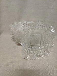 9 Vintage Diamond Point Clear Indiana Glass Ruffle Edge Trinket/Candy Dishes - Picture 1 of 3