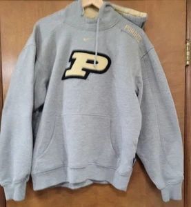Purdue 'P' Grey Heavy Men's Small Hooded Sweatshirt Good Condition Sized Roomy - Picture 1 of 15