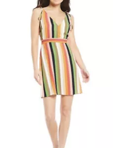 Gianni Bini Danielle Tie Shoulder Mini Dress in Candy Stripe SZ 0 NWT - Picture 1 of 5
