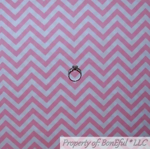 BonEful FABRIC FQ Cotton Quilt Pastel Pink White Stripe Baby Girl Chevron Stripe - Picture 1 of 13