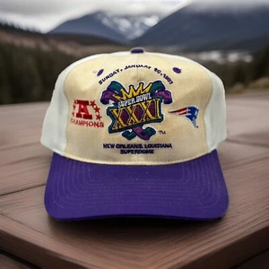 Vintage 1997 LOGO 7 NFL Super Bowl XXXI Snapback Hat Gameday Patriots Vs A Champ - Picture 1 of 9