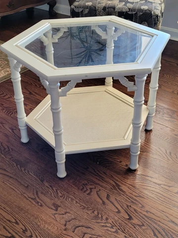 Vintage hollywood regency mersman end table bamboo wicker mcm 70s octagon Cover