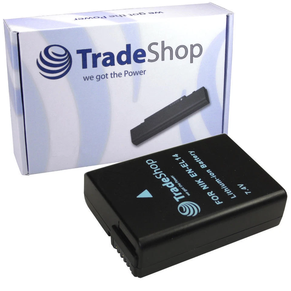 TRADE-SHOP AKKU für Nikon CoolPix D3100 D3200 D5100 P7000 P7100 P7700 EN-EL14 ENEL14 P-7100