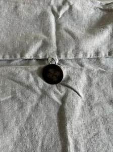 Pottery Barn Linen Pillow Cover Wood Button 18” X 18” Blue 2926616 - Picture 1 of 7