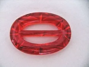 Vintage Art Deco Czechoslovakia Red Glass Belt Buckle - Picture 1 of 4