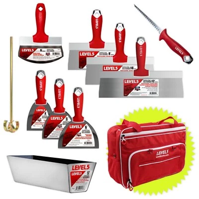 LEVEL5 Drywall Finishing Hand Tool Set with Tool Bag | Stainless Steel 5-680 - Image 1 of 4