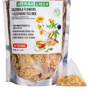 Té siberiano: té verde de raíz de eleuthero y flor de caléndula, 50 bolsitas de té - Imagen 1 de 9