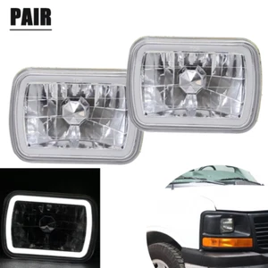 Pair 7x6 5x7 White LED Halo Headlights Fit 2008-2017 GMC Savana 1500 2500 3500 - Picture 1 of 8