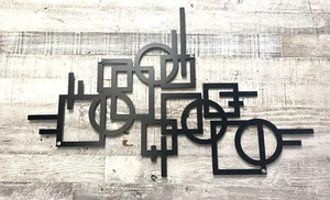 Modern Lines Metal Wall Art Decor Black Satin 32" x 20" - Picture 1 of 3