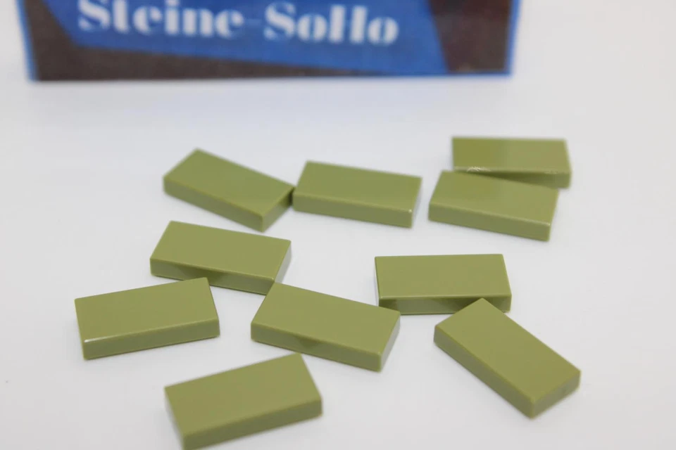 Lego (c) 10x Fliesen - 1x2 - olive grün - 3069b - oliv tile - Fliese gruen - Bild 1 von 1