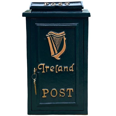 Irish Harp Irish Post Mailbox Slot Green Cast Iron – Wall Mounted or Standing - Image 1 of 3