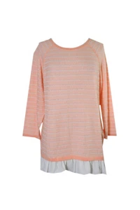 Tommy Hilfiger Peach Layered-Look Ruffle-Hem Sweater L - Picture 1 of 3