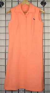 Lacoste Dress VTG 60s 70s Sleeveless Orange Creamsicle Blue Croc Dress Size S/M - Picture 1 of 14