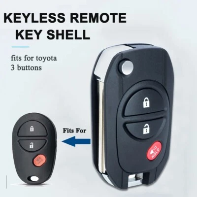 3 buttons Upgraded Flip Remote Key Shell Case For Toyota Tacoma Tundra Sienna - Image 1 of 4