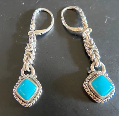 Sarda, Bali Handmade, Sleeping Beauty Turquoise & Sterling, Earrings - Image 1 of 4