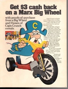 advertising print 1977 Cap'n Crunch ceral Cash Back Marx Big Wheel tricycle ad - Picture 1 of 1
