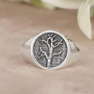 Tree of Life Ring, 925 Sterling Silver Yggdrasil Ring, Family Tree Signet Ring - Picture 1 of 6