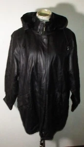Chaqueta con Capucha Cuero Croft & Barrow Negra Todo el Año 100% Cuero Talla 1X Nueva Sin Etiquetas - Imagen 1 de 7