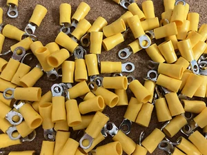 12-10 AWG Yellow Ring M4 5/32 Crimp Connector 50A 600V Insulated Multi Qty - Picture 1 of 2