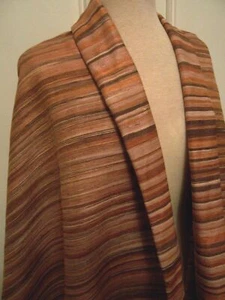 3.5yds X 43in wide STUNNING COPPER BROWN GREY STRIPEY RAW SILK SUIT FABRIC - Picture 1 of 8