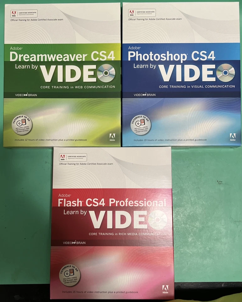 Adobe CS4 Photoshop Dreamweaver & Flash Certified Adobe Courseware Learn Video - Image 1 of 2