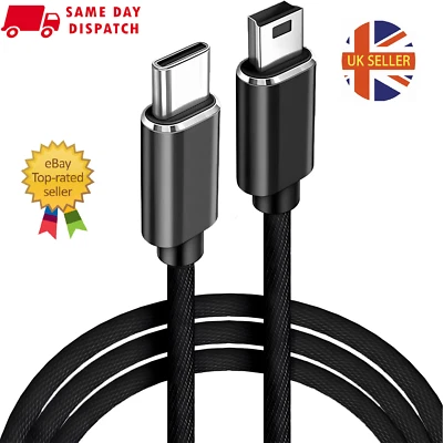 USB C to Mini USB Charger Data Cable for Dashcam Camera eg Nextbase Type-C UK - Image 1 of 4