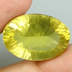 Sauberer ovaler konkav geschliffener natürlicher unbeheizter Zitronenquarz 27,19ct 25x17mm Edelstein - Bild 1 von 13