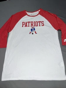 Nike Team Apparel New England Patriots 3/4 Sleeve Shirt Men’s L White Logo -4826 - Picture 1 of 14