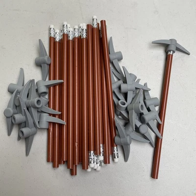 Lote De 24 Lápices Pickaxe Lápiz Marrón Con Forma De Hacha Borrador Toppers Foto 1 de 4