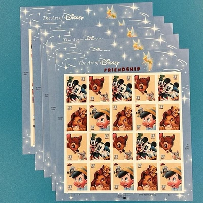 Art Of Disney Friendship 37¢ Stamps 5 Postage Stamp Sheets # 3865-3868 - Image 1 of 4