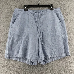 Orvis Shorts Womens XL Blue White Stripe 100% Linen Drawstring Relaxed Summer - Picture 1 of 11