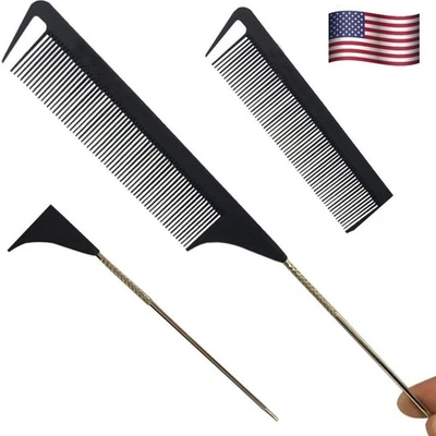 Pin de beleza preto dente fino estilo cauda antiestática rato pente de cabelo ferramenta modelagem - Imagem 1 de 4