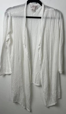 Suéter de verano ligero Nanette Lepore XL para mujer cárdigan lino blanco A30 Foto 1 de 4