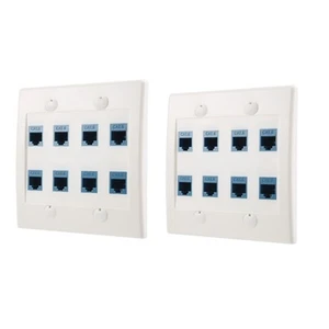Lot de 2 plaques murales Ethernet 8 ports - Double prise CAT6 RJ45 câble réseau5213 - Photo 1/10