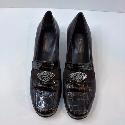 Brighton Artist Brown & Croc Laofers w/Silver Design and Low Heel 9N Retro, 90’s - Image 1 of 4