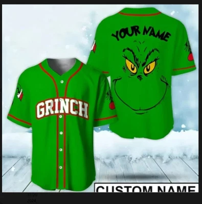 nueva, camiseta de béisbol de Navidad The Grinch Face, regalo 3d, 2025 lo último Foto 1 de 4