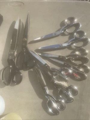 Lot Of 9 MUNDIAL DRESSMAKER SHEAR SCISSORS 2498-12KE 4598-10 870-8KE 470-8 - Image 1 of 4