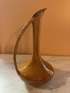 Anna Van Briggle 11.75 x 6 " MCM Ewer Brown Drip Glaze ca 1960s - Picture 1 of 6