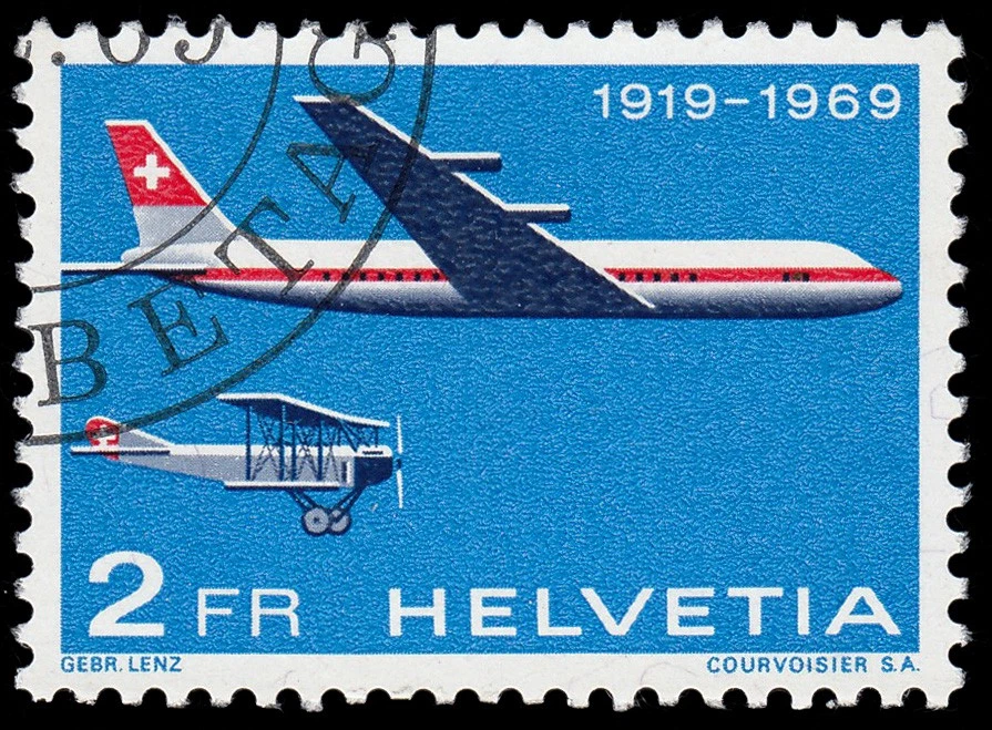 Suiza Switzerland A-46 1969 50 Aniv. del correo aéreo oficial Avión Matasellos - Imagen 1 de 1