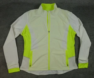 Lucy Womens Running Jacket Full Zip Lightweight Pockets White Yellow Vented XL - Picture 1 of 6