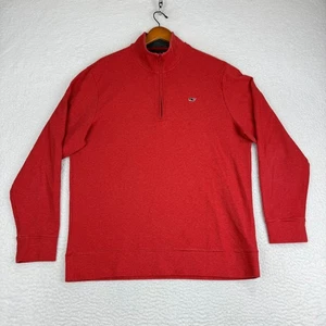 Vineyard Vines Performance Pullover Mens L Red 1/4 Zip Long Sleeve Whale Logo - Picture 1 of 9