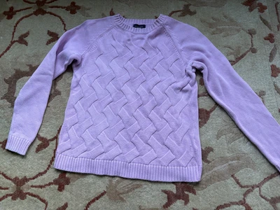 Suéter LandsEnd Drifter Lavanda Cable L14-16Y\Mujer Mediano Cuello Redondo Algodón Foto 1 de 3