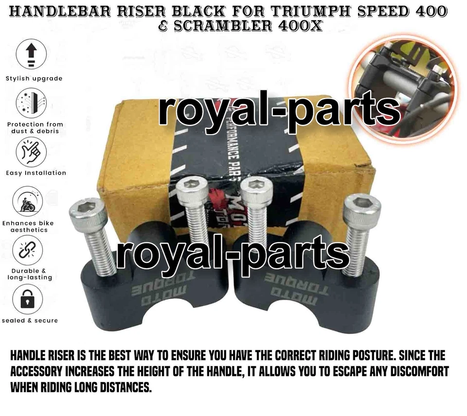 HANDLEBAR RISER BLACK FIT FOR TRIUMPH SPEED 400 & SCRAMBLER 400X Foto 1 de 4