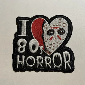I Love 80s Horror Embroidered Iron On Patch Halloween Scary - Picture 1 of 2
