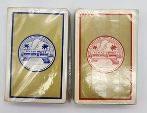 Vintage Eckerd Drug Playing Cards Two Decks Inner Seals Pinochle Red Blue - Picture 1 of 9
